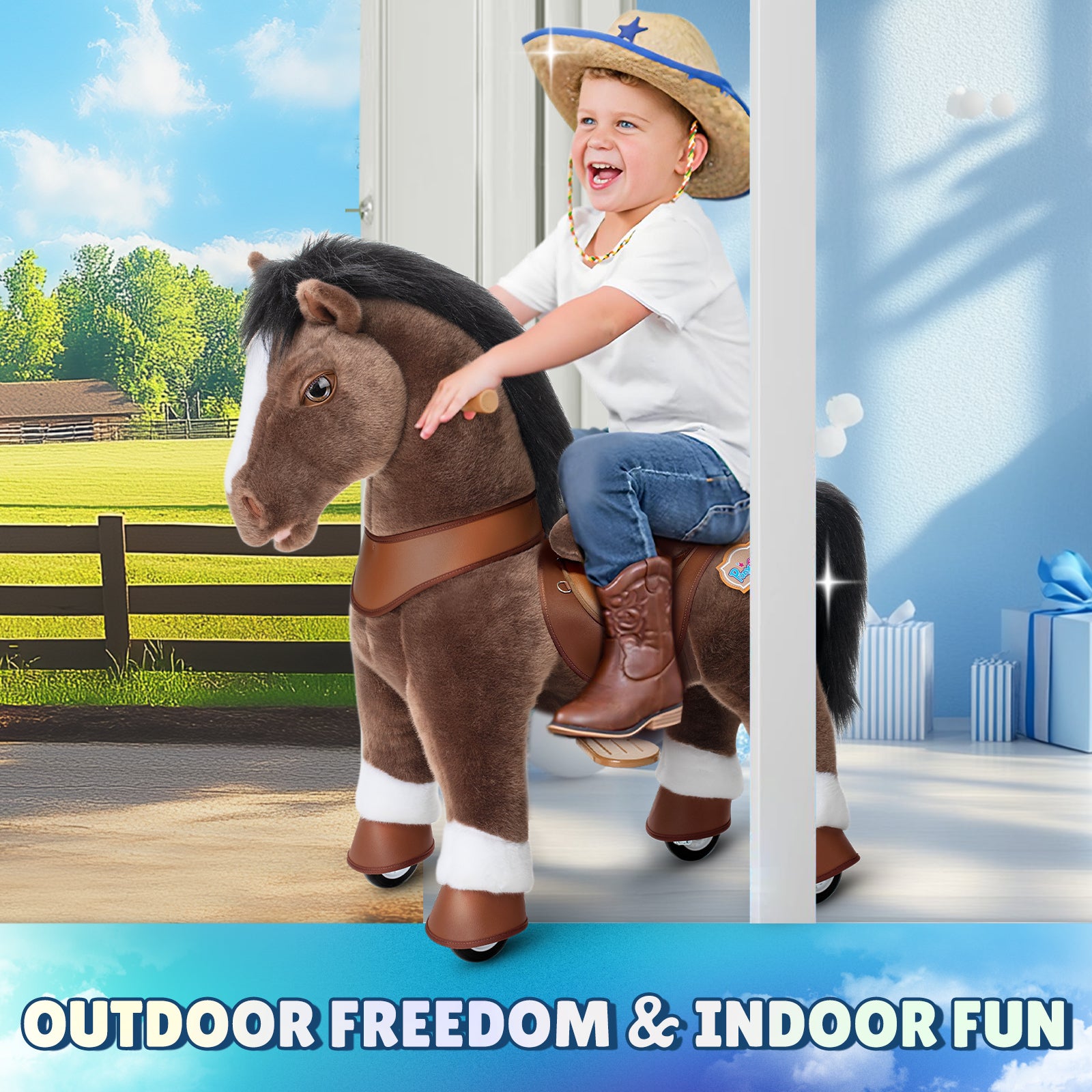 Chocolate Brown Horse Model Y Ride on Toy – 3-4 Years - FAO Schwarz