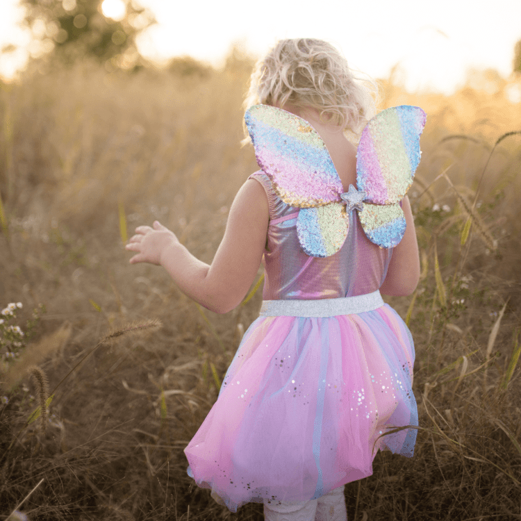 Rainbow Sequins Skirt with Wings & Wand – Size 4-6 Years - FAO Schwarz