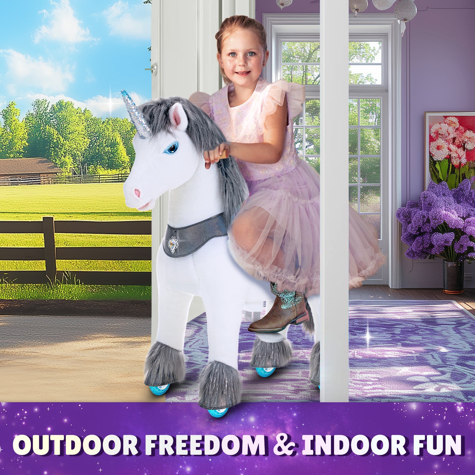 Grey Unicorn Model Y Ride on Toy – 4-7 Years - FAO Schwarz