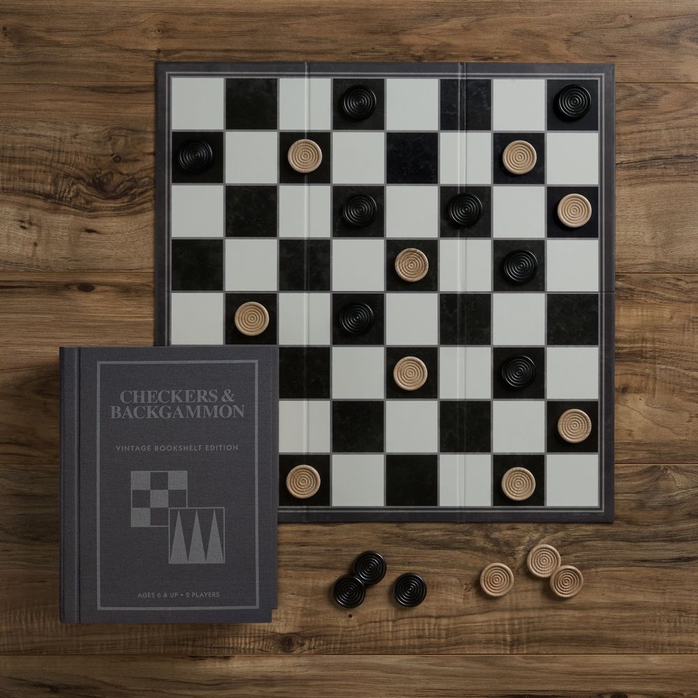 Checkers & Backgammon Vintage Bookshelf Edition - FAO Schwarz