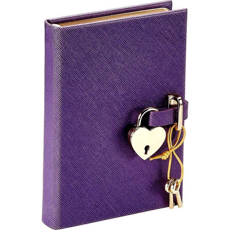 Heart Lock Journal in Purple Saffiano Leather - FAO Schwarz