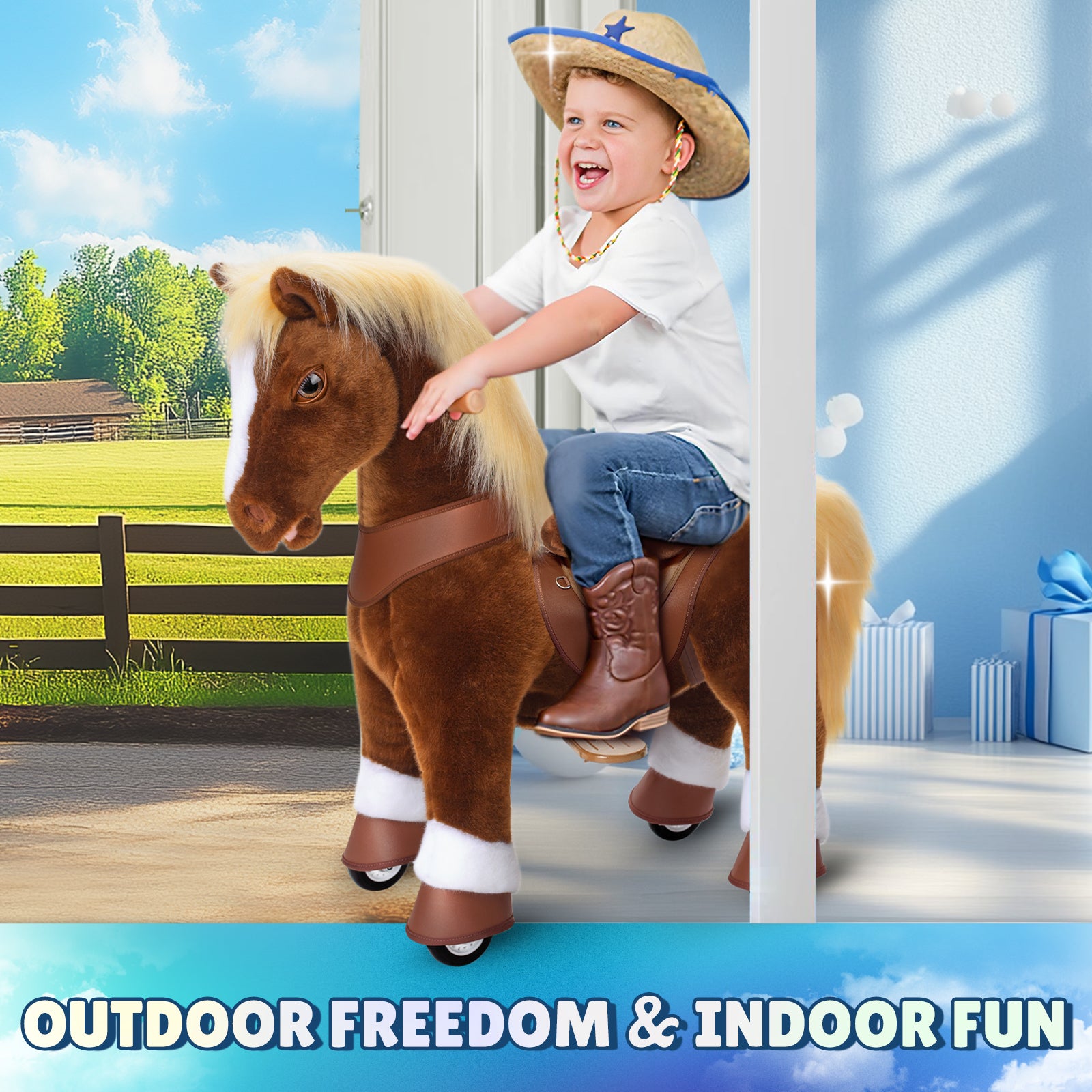 Brown Horse Model Y Ride on Toy – 4-7 Years - FAO Schwarz