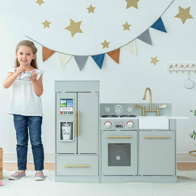 Teamson Kids Little Chef Charlotte Modern Modular Wooden Play Kitchen, Grey/Gold - FAO Schwarz