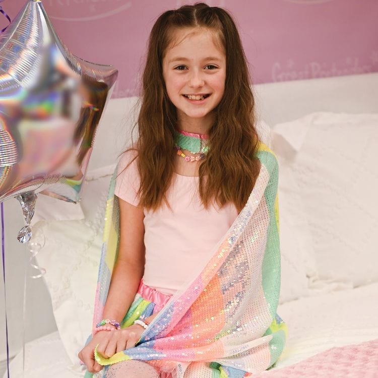 Stripy Sequin Cape – Size 4-6 Years - FAO Schwarz