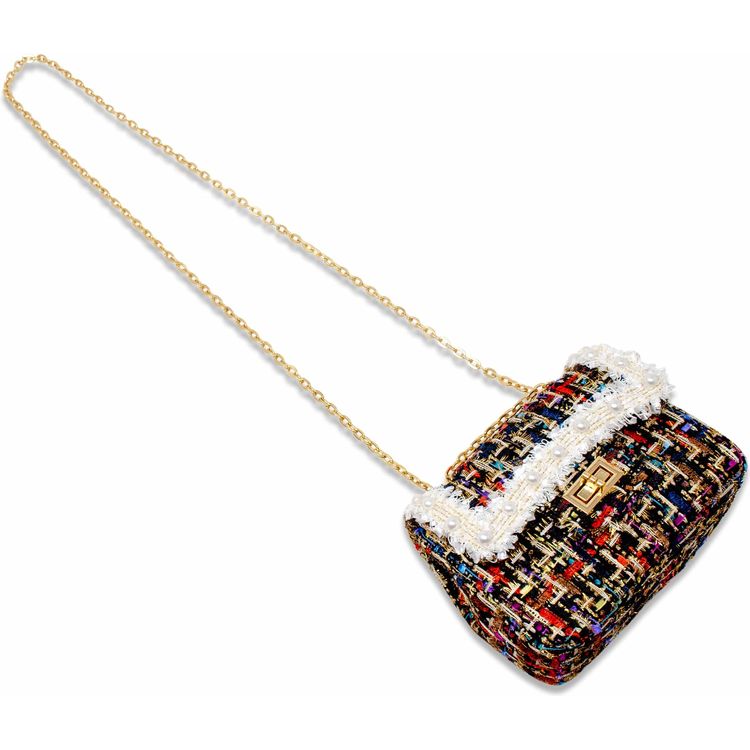 Classic Tweed Handbag with Pearls – Black - FAO Schwarz