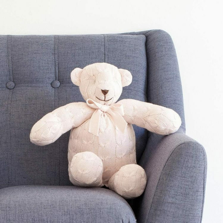 Dark Blue Cable Knit Plush Teddy Bear - FAO Schwarz