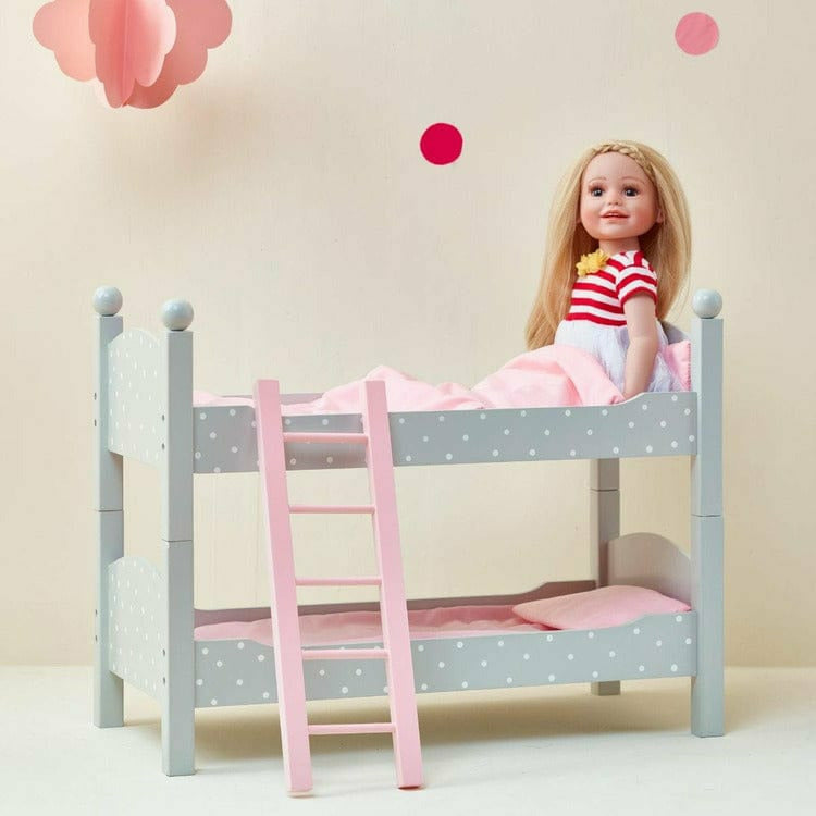 Polka Dots Princess Double Bunk Bed for 18″ Dolls – Gray - FAO Schwarz