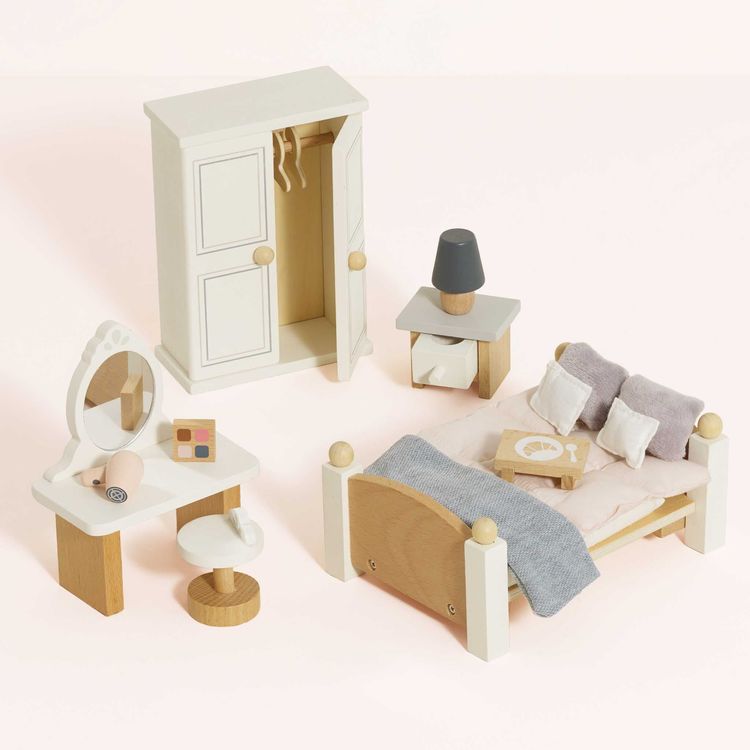 Wooden Dollhouse Bedroom Furniture Set – 19 Pieces - FAO Schwarz