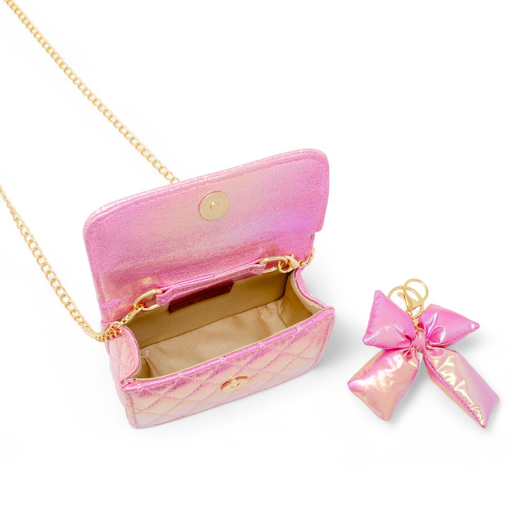 Shiny Quilted Fluffy Bow Handbag – Hot Pink - FAO Schwarz