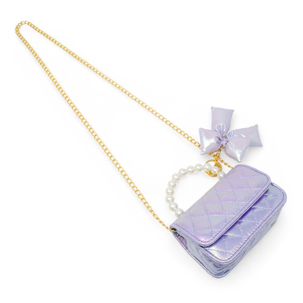 Shiny Quilted Fluffy Bow Handbag - FAO Schwarz