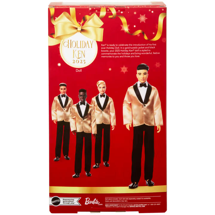 Barbie Signature 2025 Holiday Black Hair Ken Collectible Fashion Doll Wearing Full Suit With Golden Jacket - FAO Schwarz