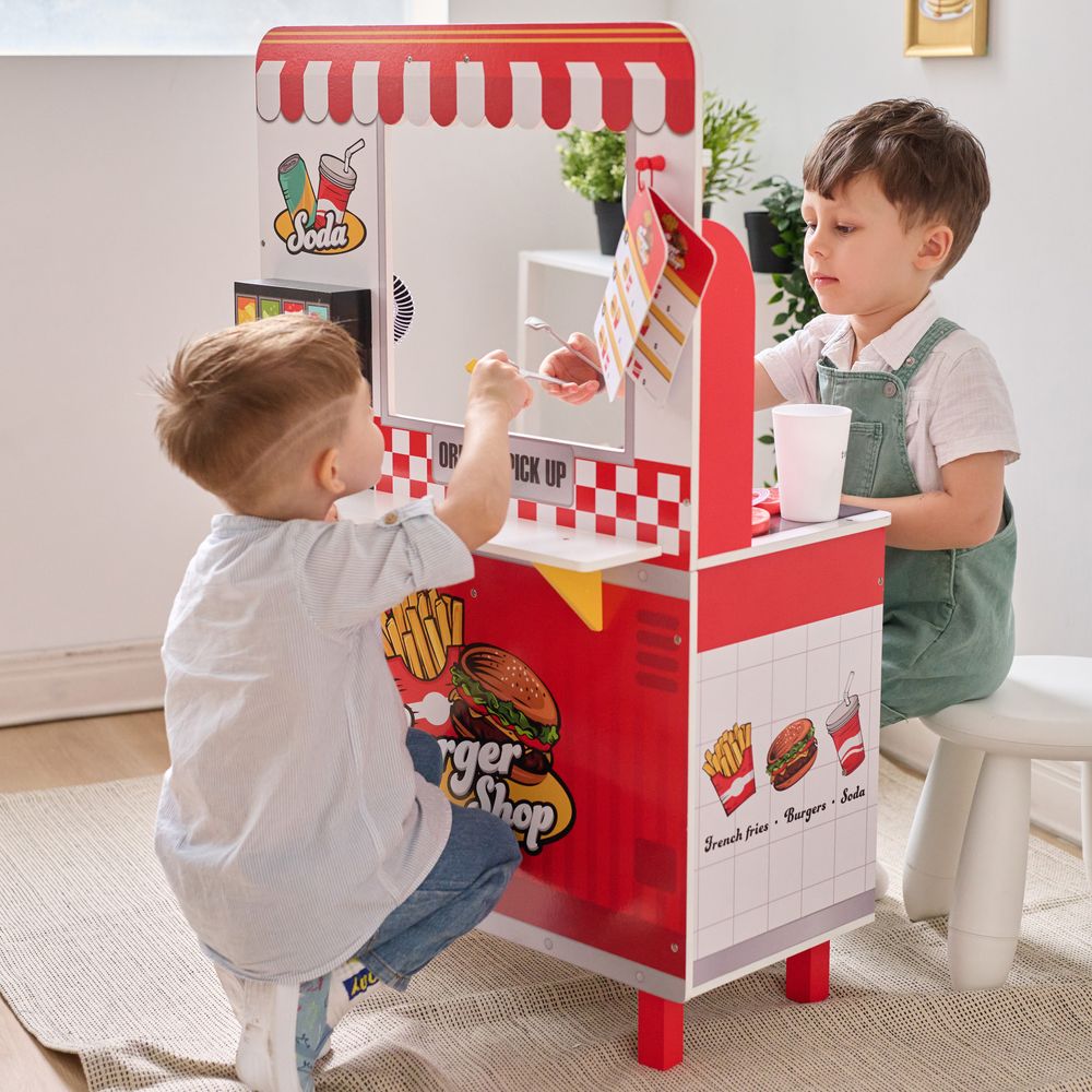 Flip & Fry Wooden Burger Shop with 29 Pcs Accessories - FAO Schwarz