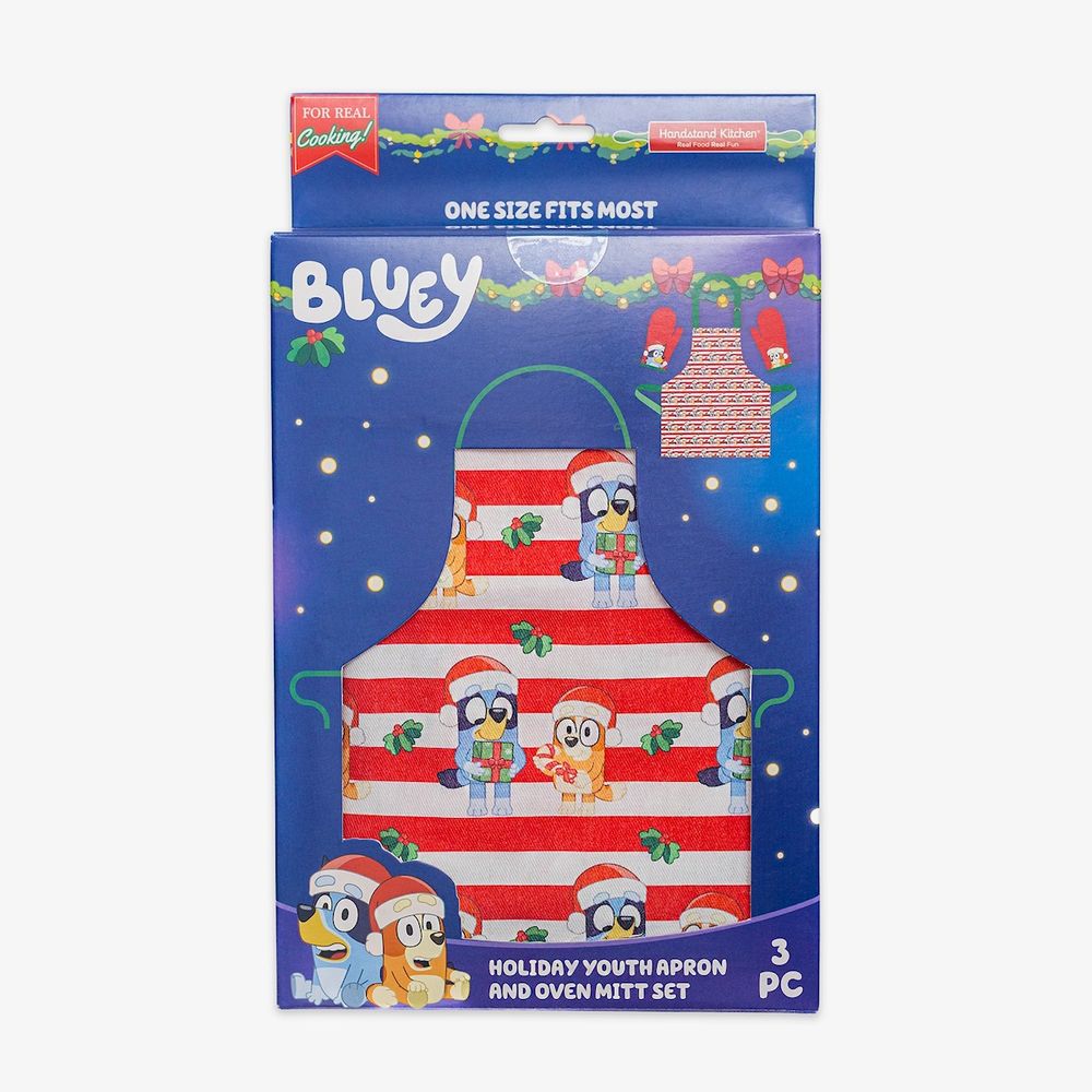Bluey Holiday Youth Apron and Oven Mitt Set - FAO Schwarz