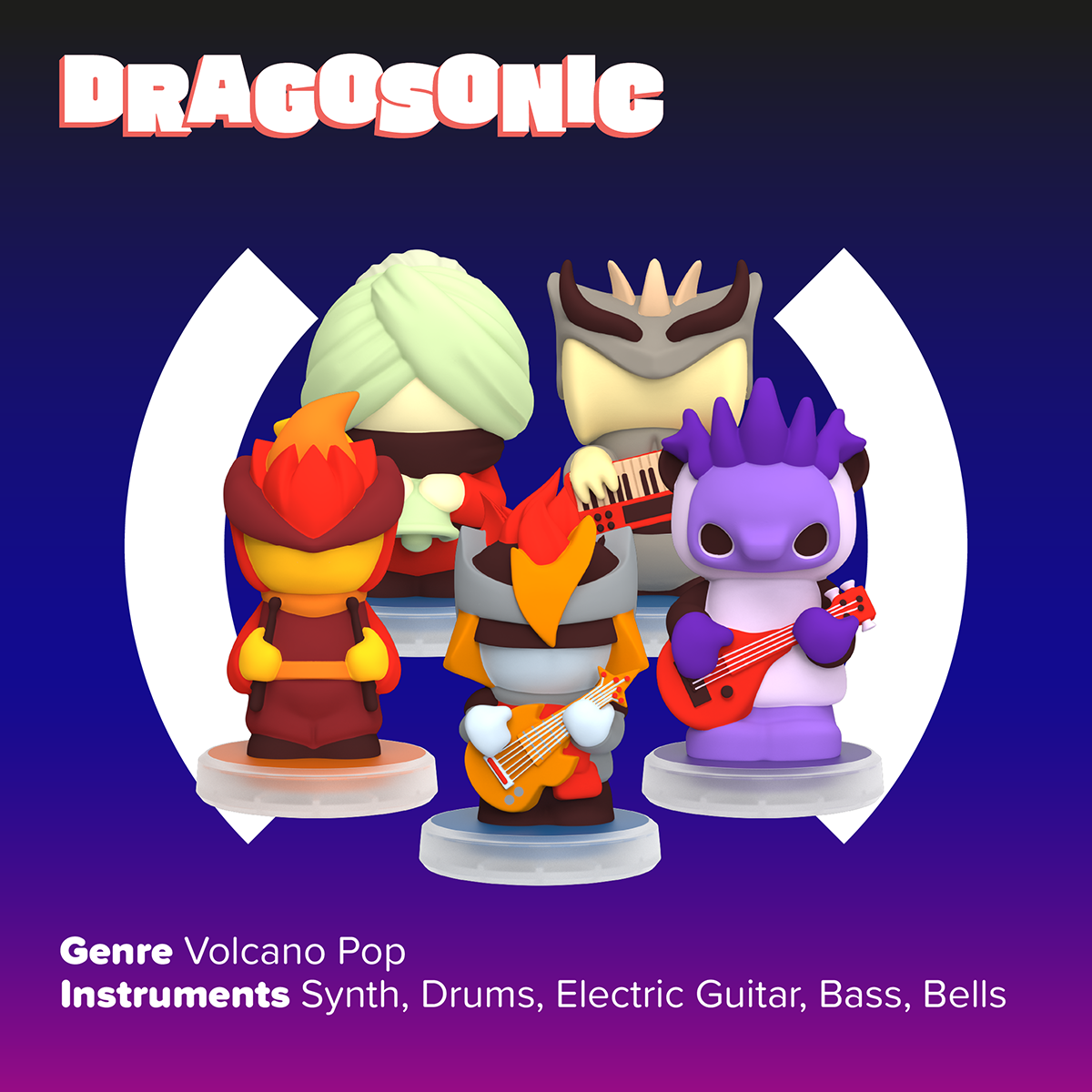 Loops Lab Dragosonic: 5 Figurines Volcano Pop Band - FAO Schwarz
