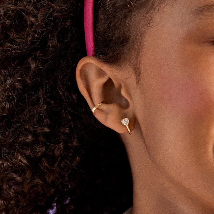 Little Hearts Big Feelings 18K Gold Kids’ Hoop Earrings – Clear/Gold - FAO Schwarz