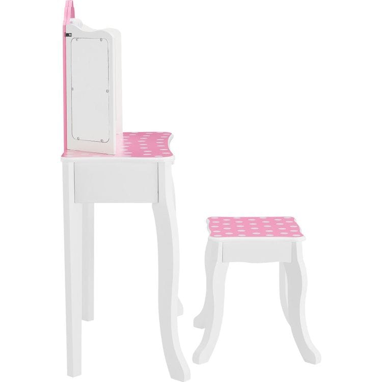 Fantasy Fields Gisele Polka Dot Kids Vanity Table & Stool with LED - FAO Schwarz