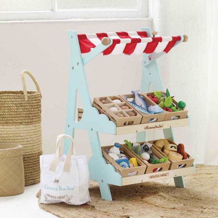 Wooden Market Stall & Fruit Play Food Crate - FAO Schwarz