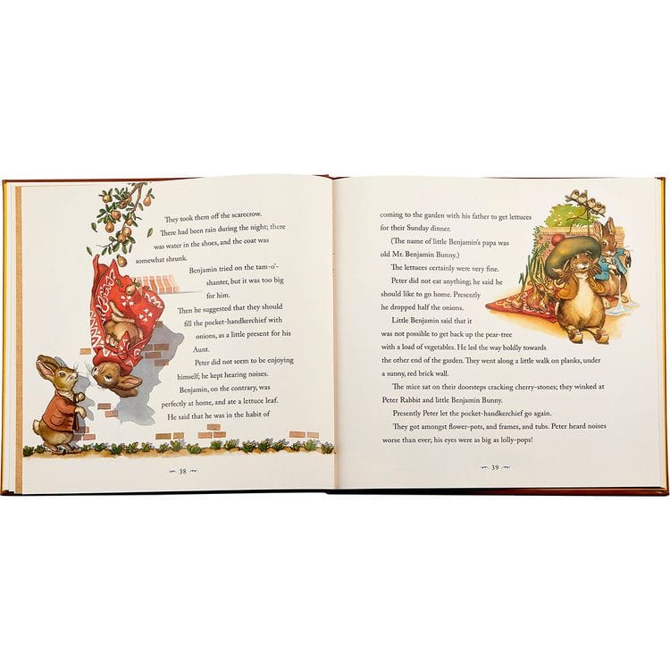 “The Classic Tale of Peter Rabbit” Book in Tan Bonded Leather - FAO Schwarz
