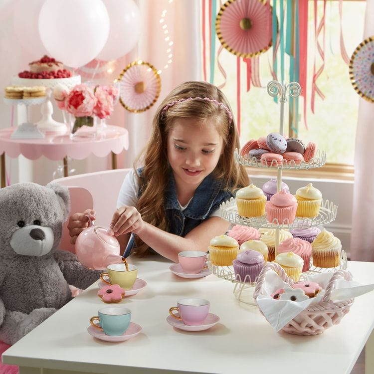 9-Piece Hand-Glazed Ceramic Tea Party Set - FAO Schwarz