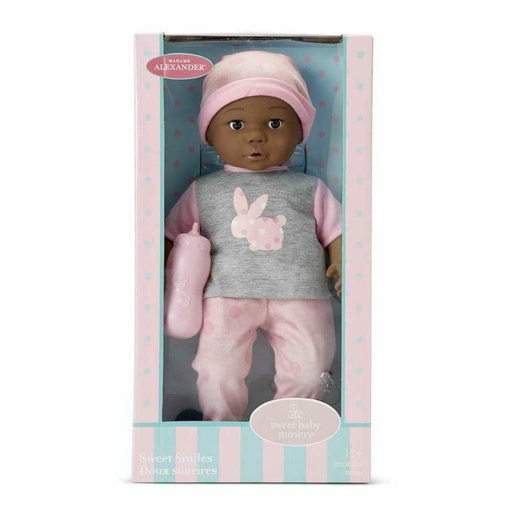 Sweet Smiles Baby Doll – Pink Outfit with Dark Skin Tone - FAO Schwarz