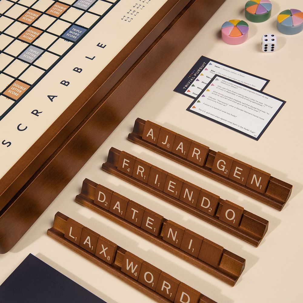 3-in-1 Premium Game Collection Scrabble Trivial Pursuit and Cribbage - FAO Schwarz