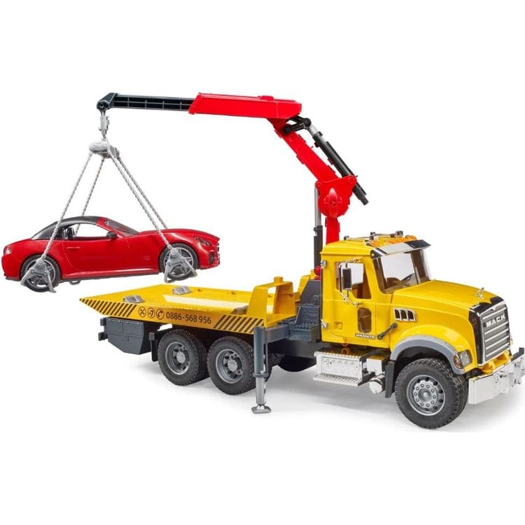 MACK Granite Tow Truck with Bruder Roadster - FAO Schwarz