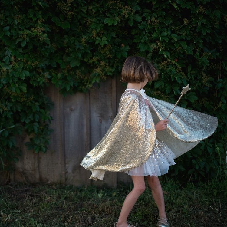 Gracious Gold Sequins Cape, Size 5-6 - FAO Schwarz