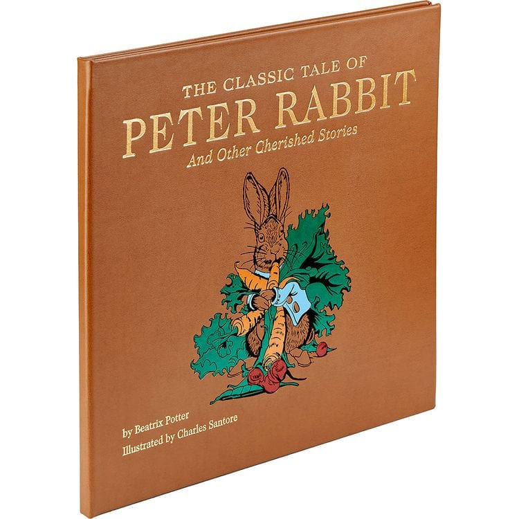 “The Classic Tale of Peter Rabbit” Book in Tan Bonded Leather - FAO Schwarz