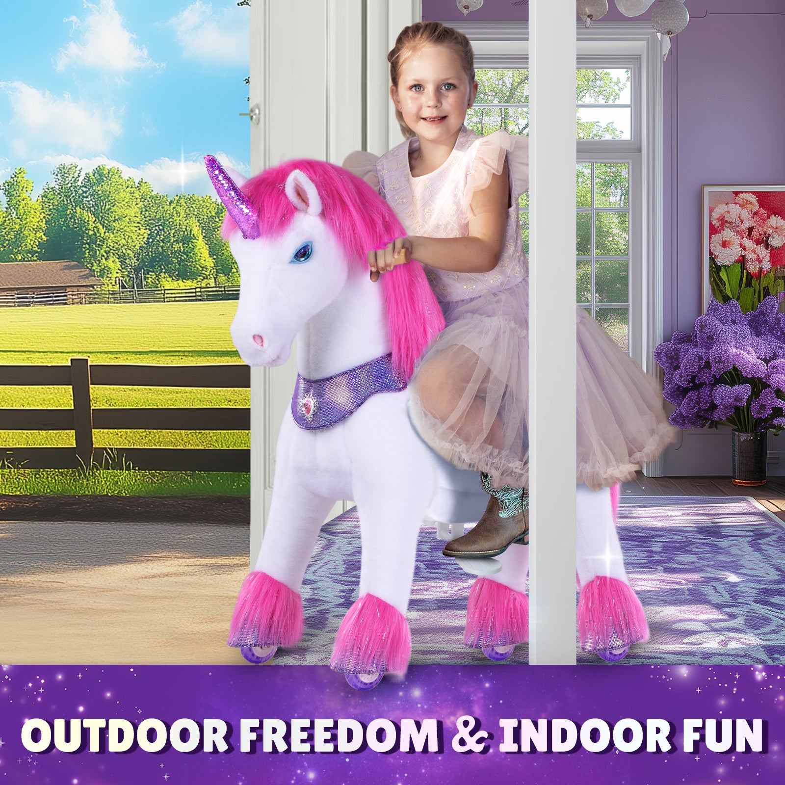 Pink Unicorn Model Y Ride on Toy – 4-7 Years - FAO Schwarz