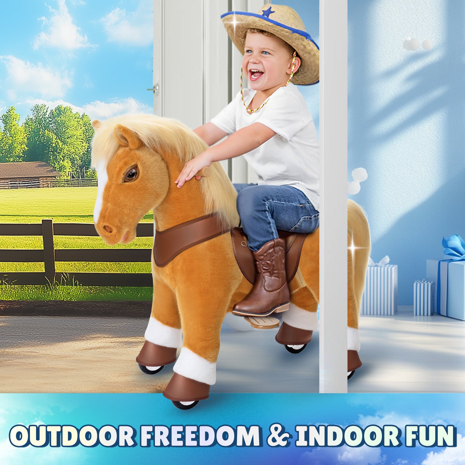 Light Brown Horse Model Y Ride on Toy – Age 3-4 Years - FAO Schwarz