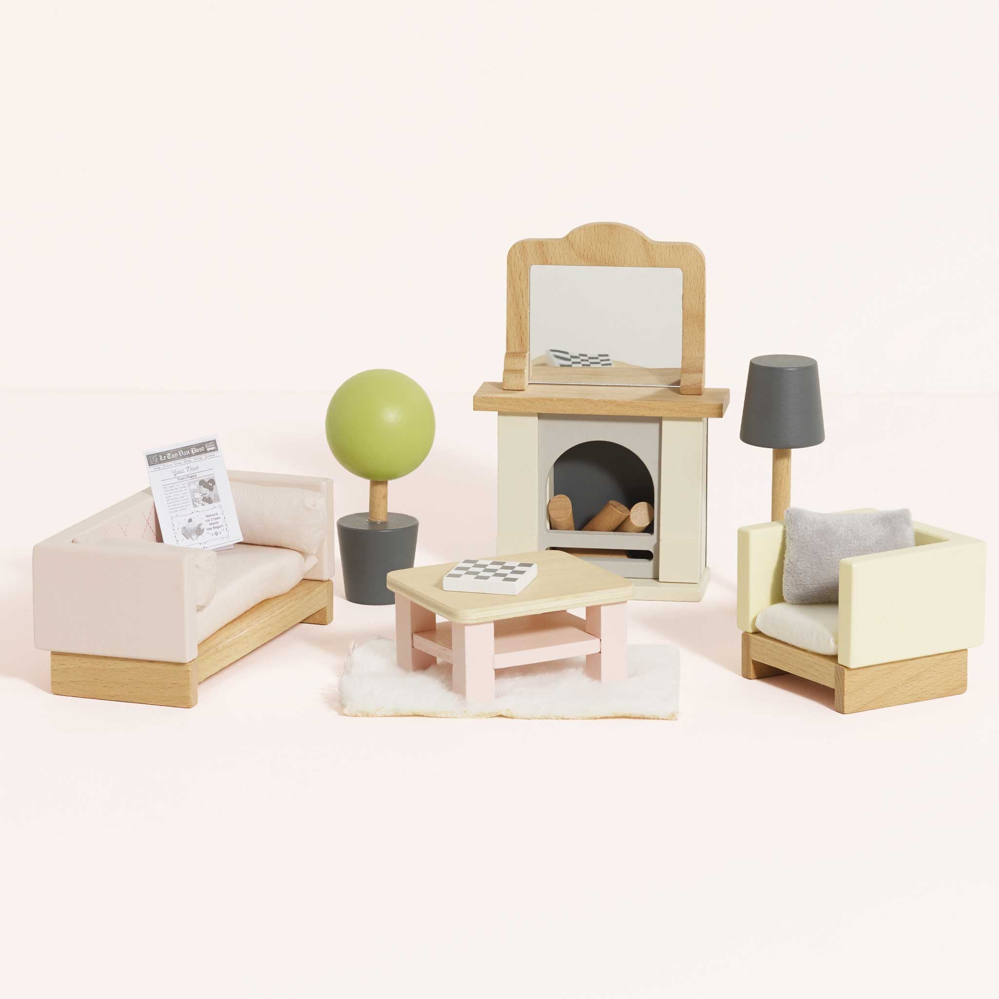 Wooden Dollhouse Living Room Furniture Set – 19 Pieces - FAO Schwarz