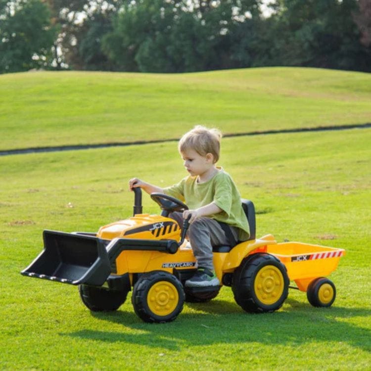12V Freddo Excavator 1 Seater Ride on for Kids – Yellow - FAO Schwarz