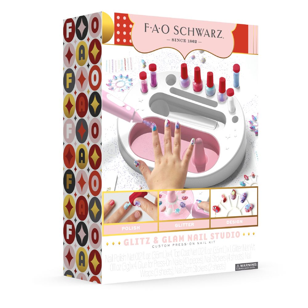 Glitz & Glam Nail Studio Custom Press-On Nail Kit - FAO Schwarz