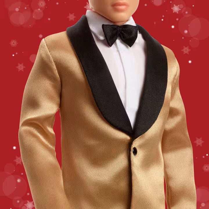 Barbie Signature 2025 Holiday Black Hair Ken Collectible Fashion Doll Wearing Full Suit With Golden Jacket - FAO Schwarz