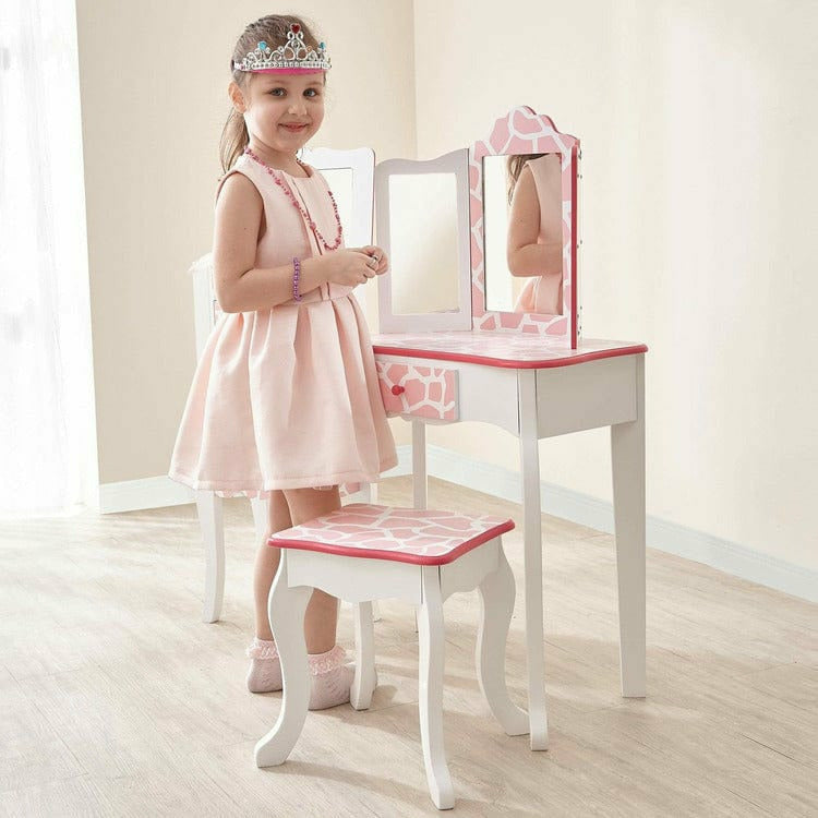 Fashion Giraffe Prints Gisele Play Vanity Set – Pink / White - FAO Schwarz