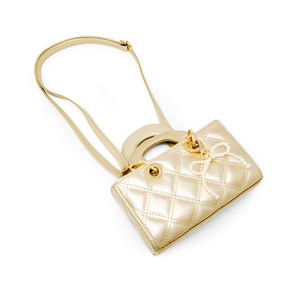 Quilted Rectangle Bow Charm Handbag – Gold - FAO Schwarz