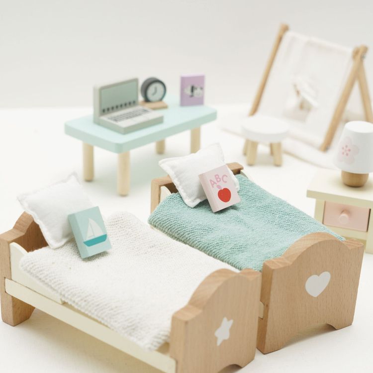 Wooden Dollhouse 24 Piece Child’s Bedroom Furniture Set - FAO Schwarz