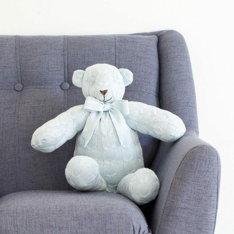 Blue Cable Knit Plush Teddy Bear - FAO Schwarz