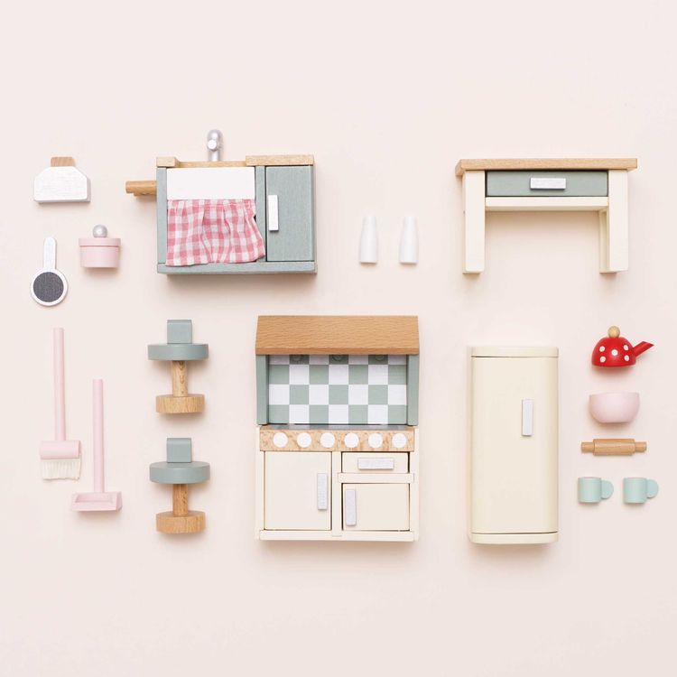 Wooden Dollhouse 20 Piece Kitchen Furniture Set - FAO Schwarz