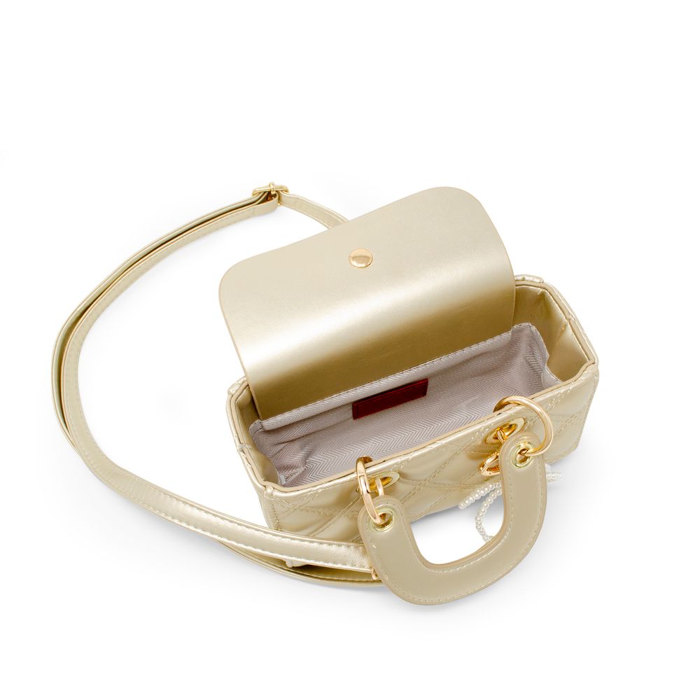 Quilted Rectangle Bow Charm Handbag – Gold - FAO Schwarz