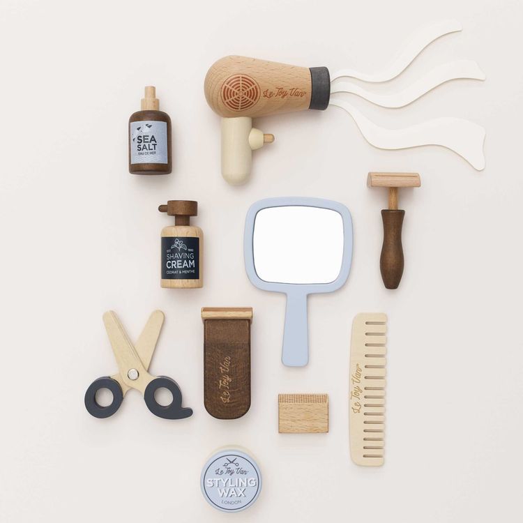 Pretend Play Wooden Hairdresser & Barber Kit – 12 Pieces - FAO Schwarz