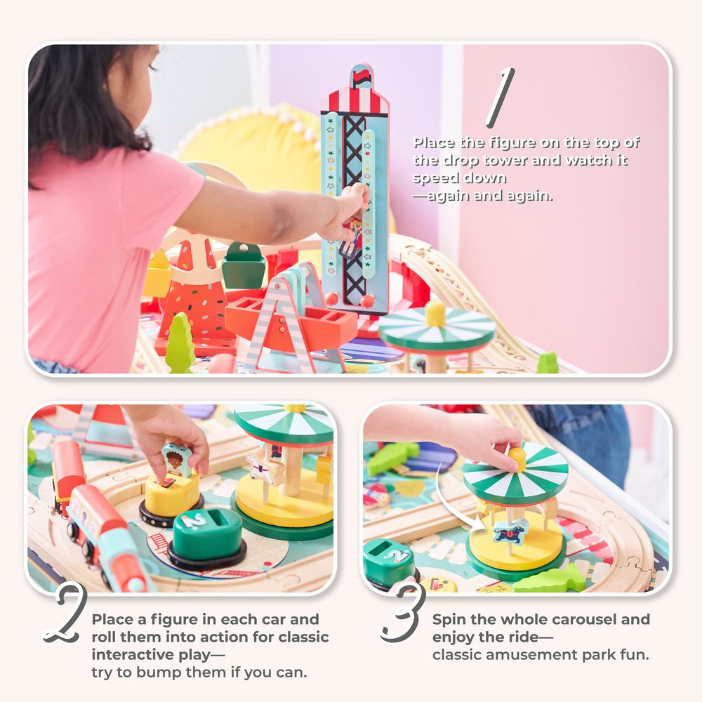 Florida Amusement Park Wooden Activity Table with 6 Mini-Games - FAO Schwarz