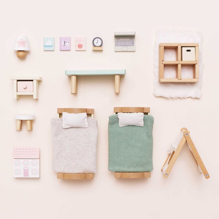 Wooden Dollhouse 24 Piece Child’s Bedroom Furniture Set - FAO Schwarz