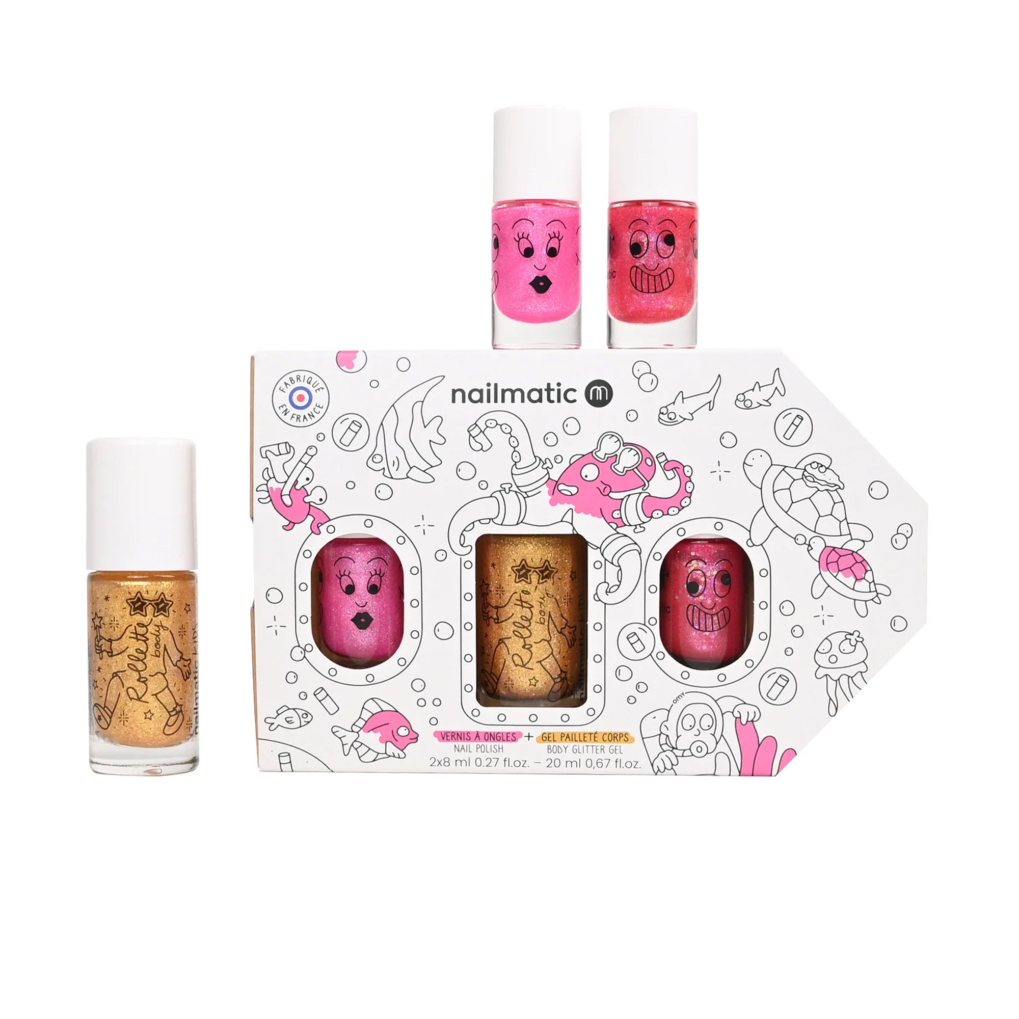 Underwater Exploration Nail Polish Set with Body Glitter Gel - FAO Schwarz