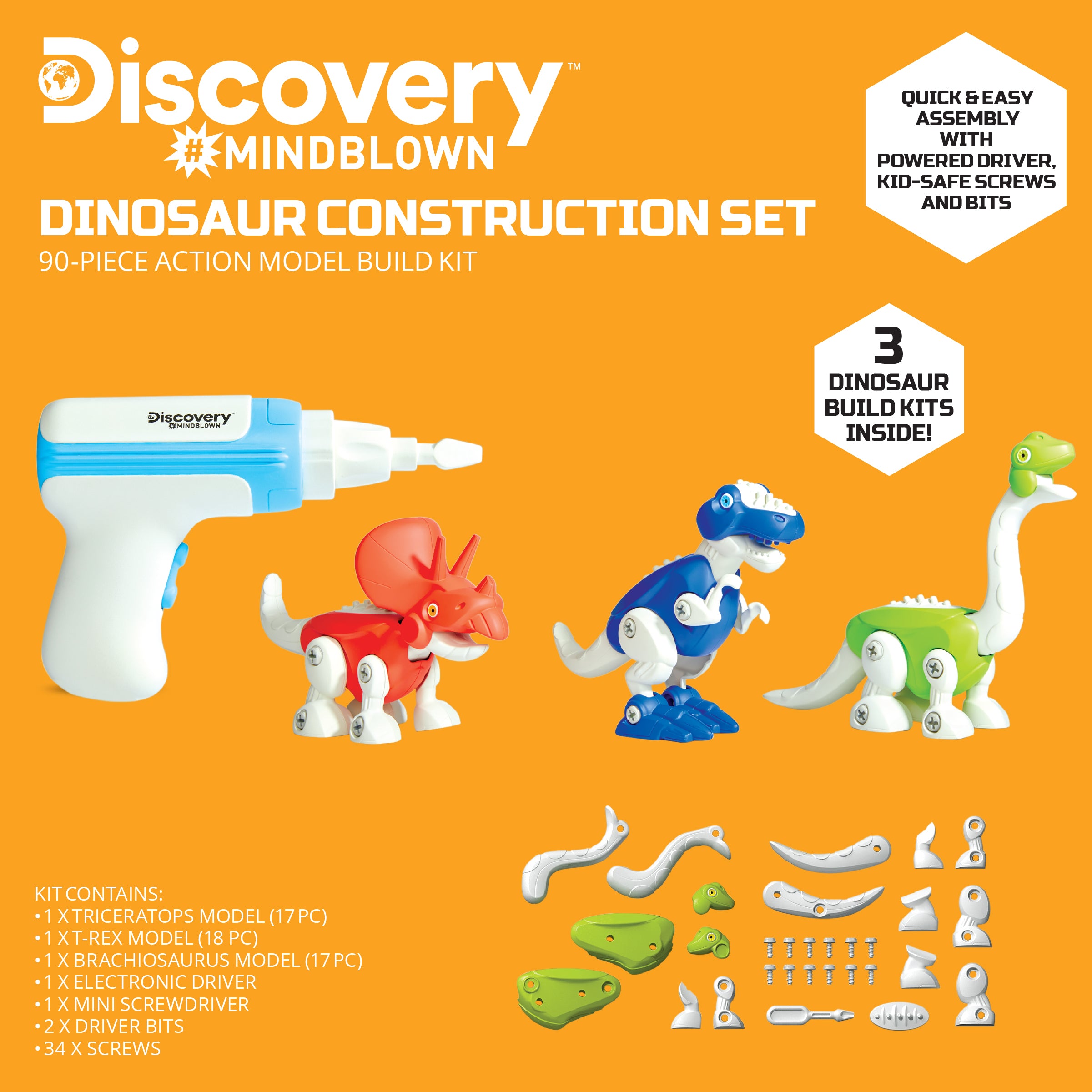 Dinosaur Construction Action Model Build Kit – 90 Pieces - FAO Schwarz