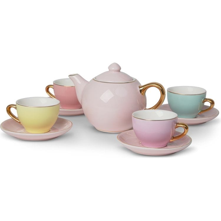 9-Piece Hand-Glazed Ceramic Tea Party Set - FAO Schwarz