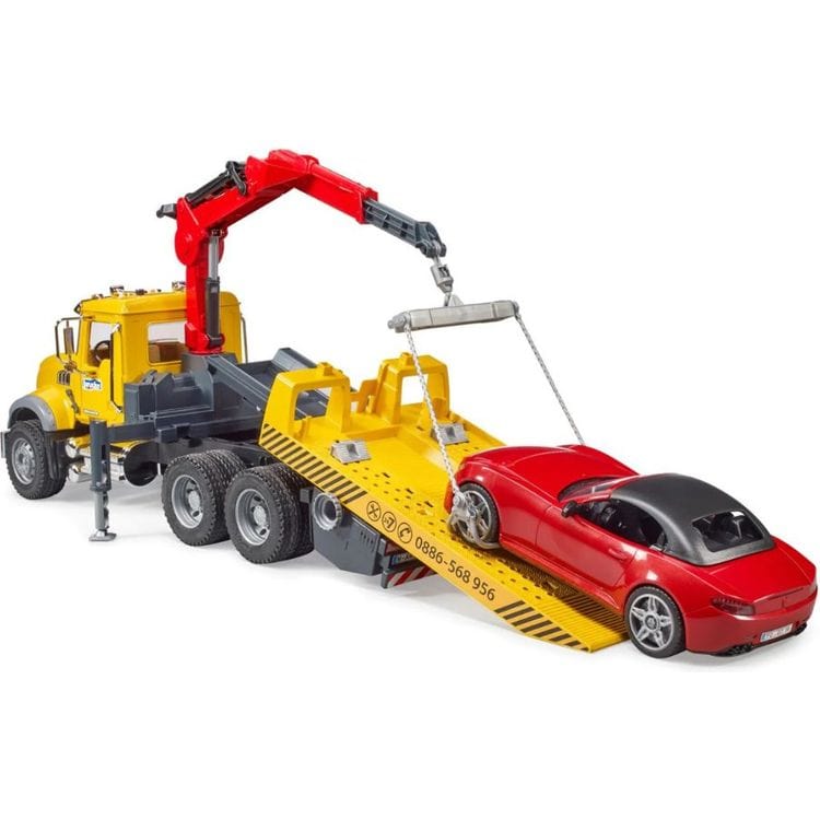 MACK Granite Tow Truck with Bruder Roadster - FAO Schwarz