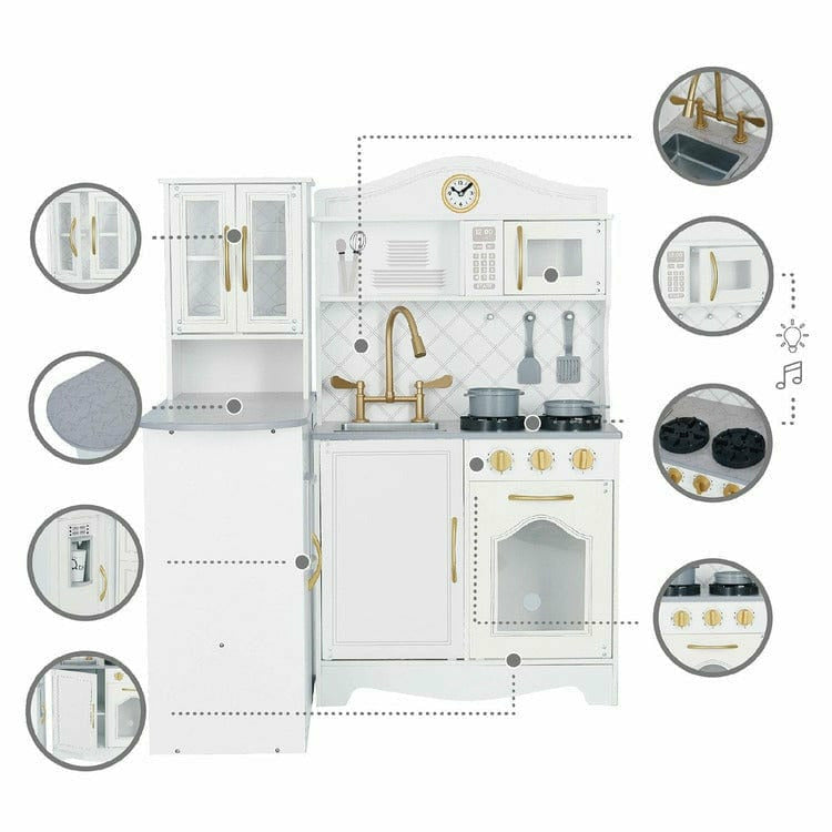 Little Chef Upper East Retro Play Kitchen – White / Gold - FAO Schwarz