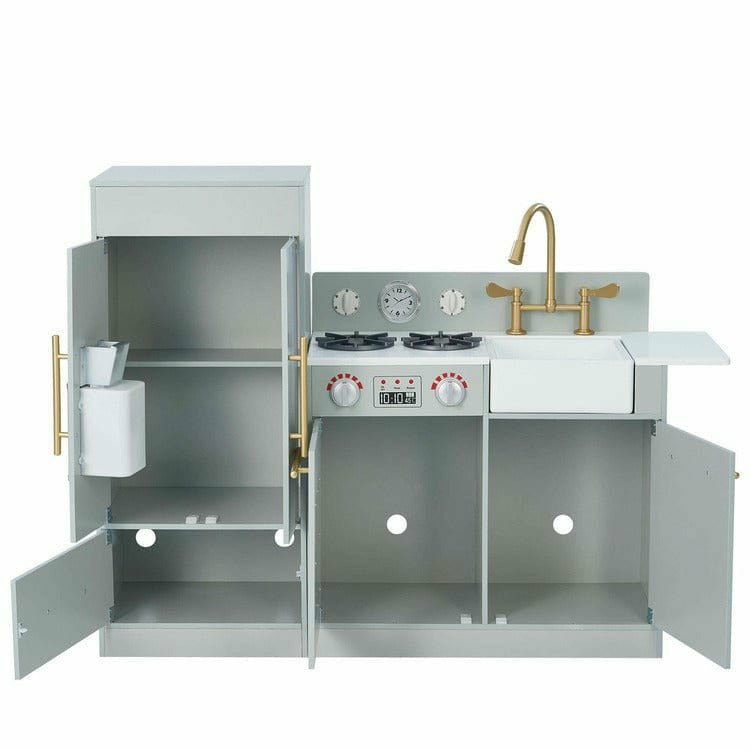 Teamson Kids Little Chef Charlotte Modern Modular Wooden Play Kitchen, Grey/Gold - FAO Schwarz