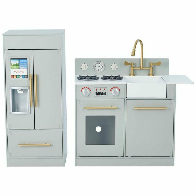 Teamson Kids Little Chef Charlotte Modern Modular Wooden Play Kitchen, Grey/Gold - FAO Schwarz